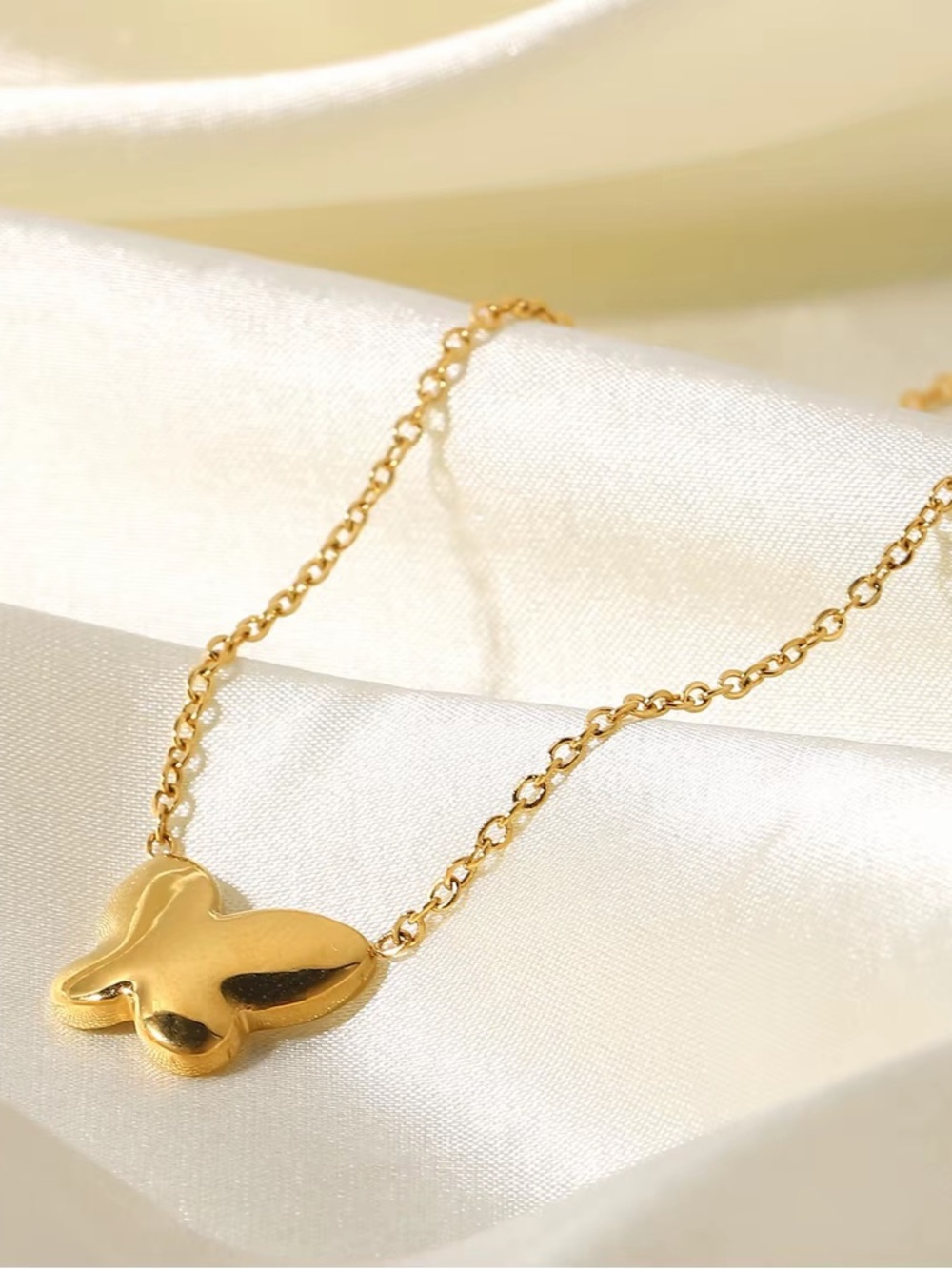 18K Gold Plated Butterfly Pendant Necklace - Picture 3 of 11
